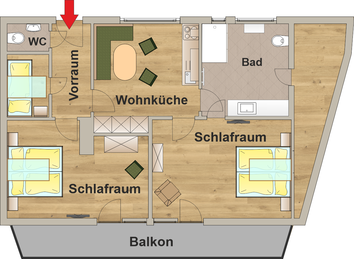 Grundriss Appartement 70
