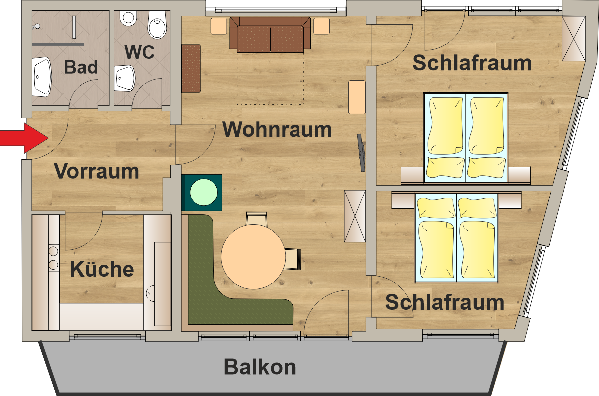 Grundriss Appartement 80