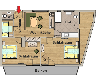 Grundriss Appartement 70